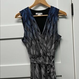 Liz Claiborne Blue and Black Patterned Maxi Dress